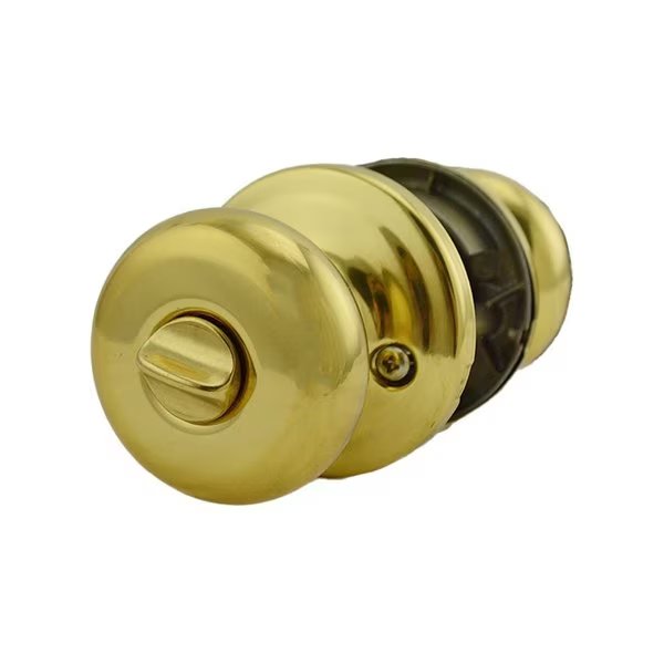 Hancock Knob Entry Door Lock with New Chassis with 6AL Latch and RCS Strike Bright Brass Finish, Kwikset, Mfr#: 740H-3